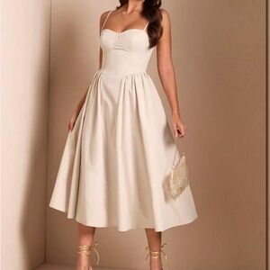 SHEIN Cream Midi Dress